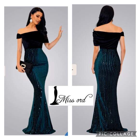 NWT Miss Ord Sleeveless Off Shoulder Mermaid Sexy Evening Dress WY003 size large - Picture 1 of 12